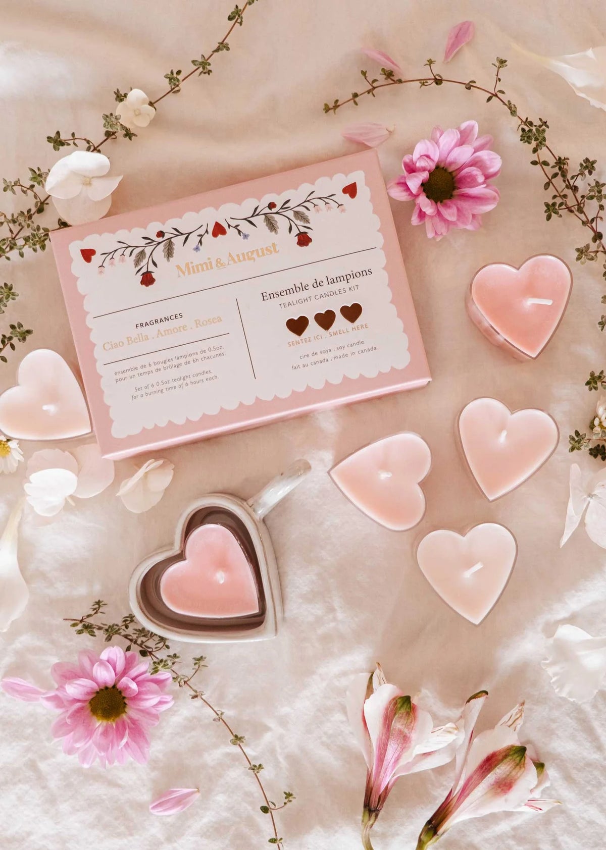 Mimi & August Heart-Shaped Holder + Six Tea Lights