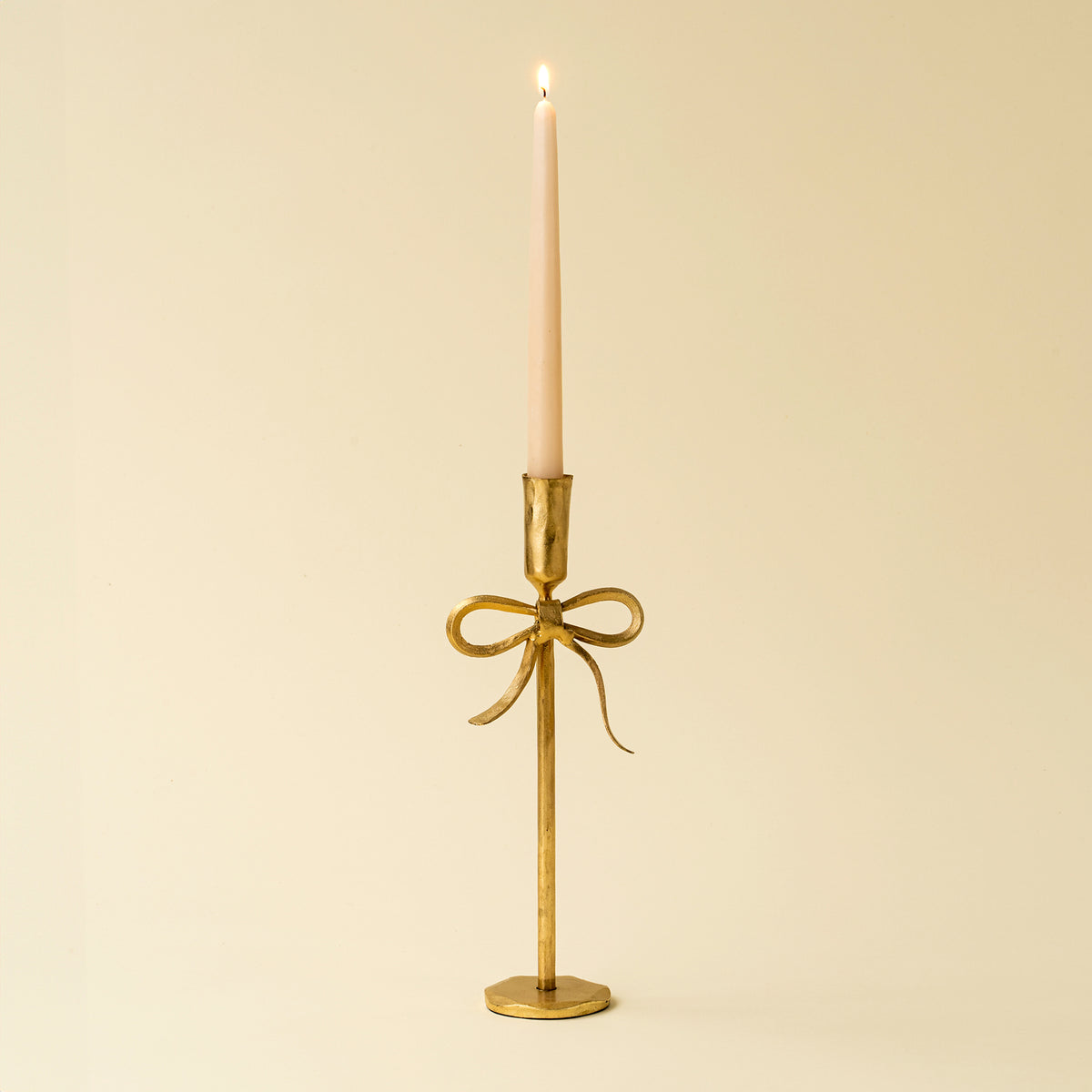 Indaba Large Bow Forged Candlestick Gold