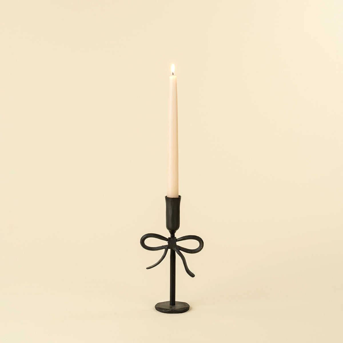 Indaba Small Bow Black Forged Candlestick
