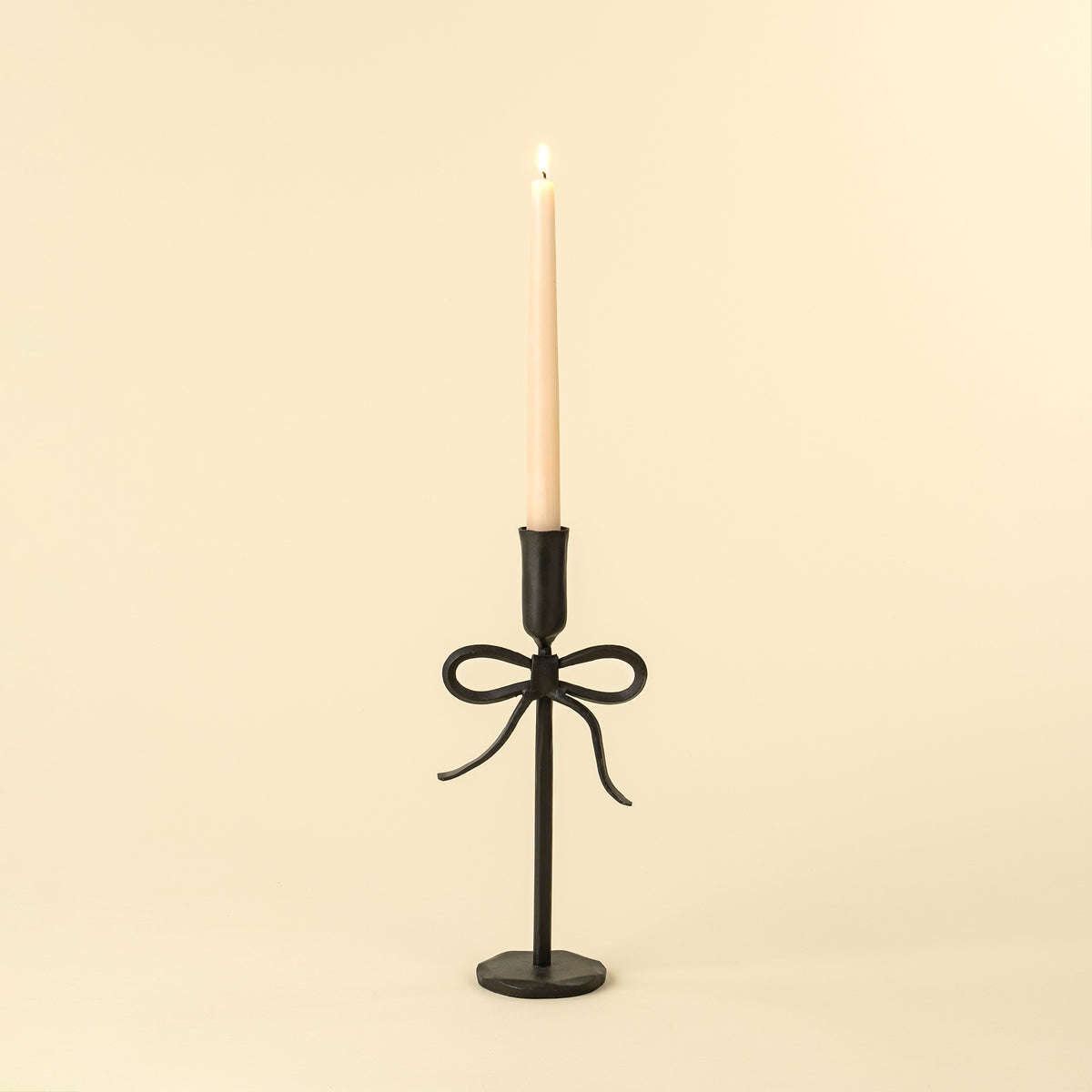 Indaba Medium Bow Black Forged Candlestick