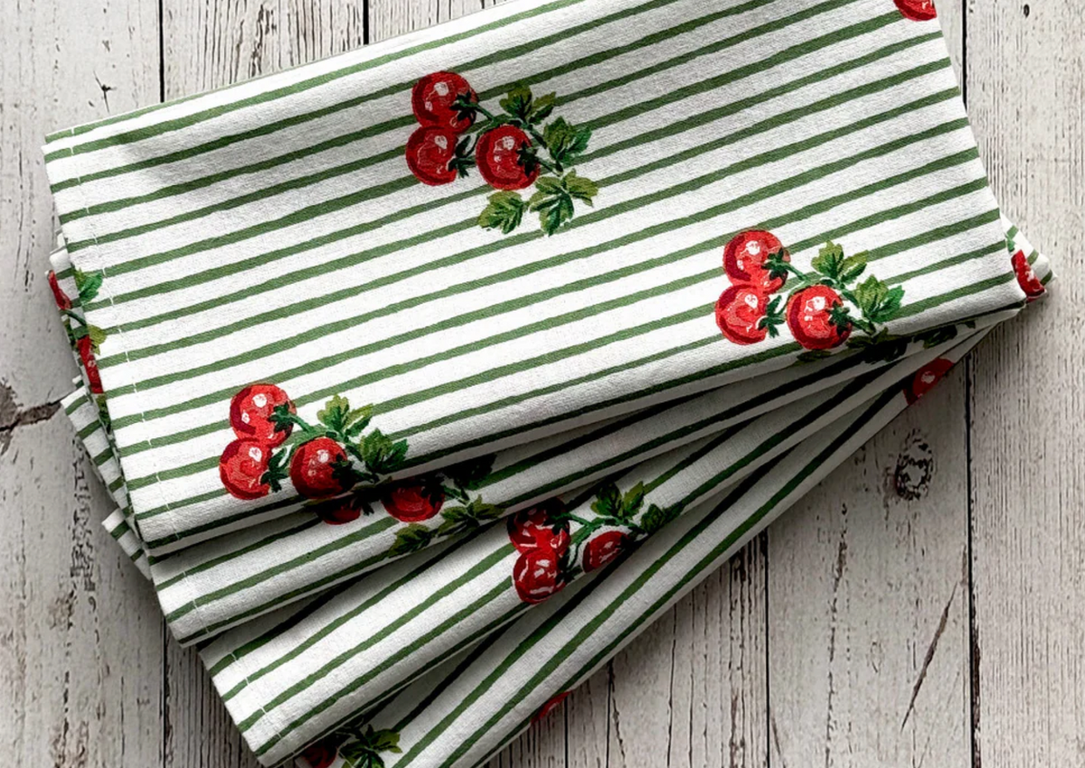 Mahogany Canada Striped Tomato Napkins - Set Of Four