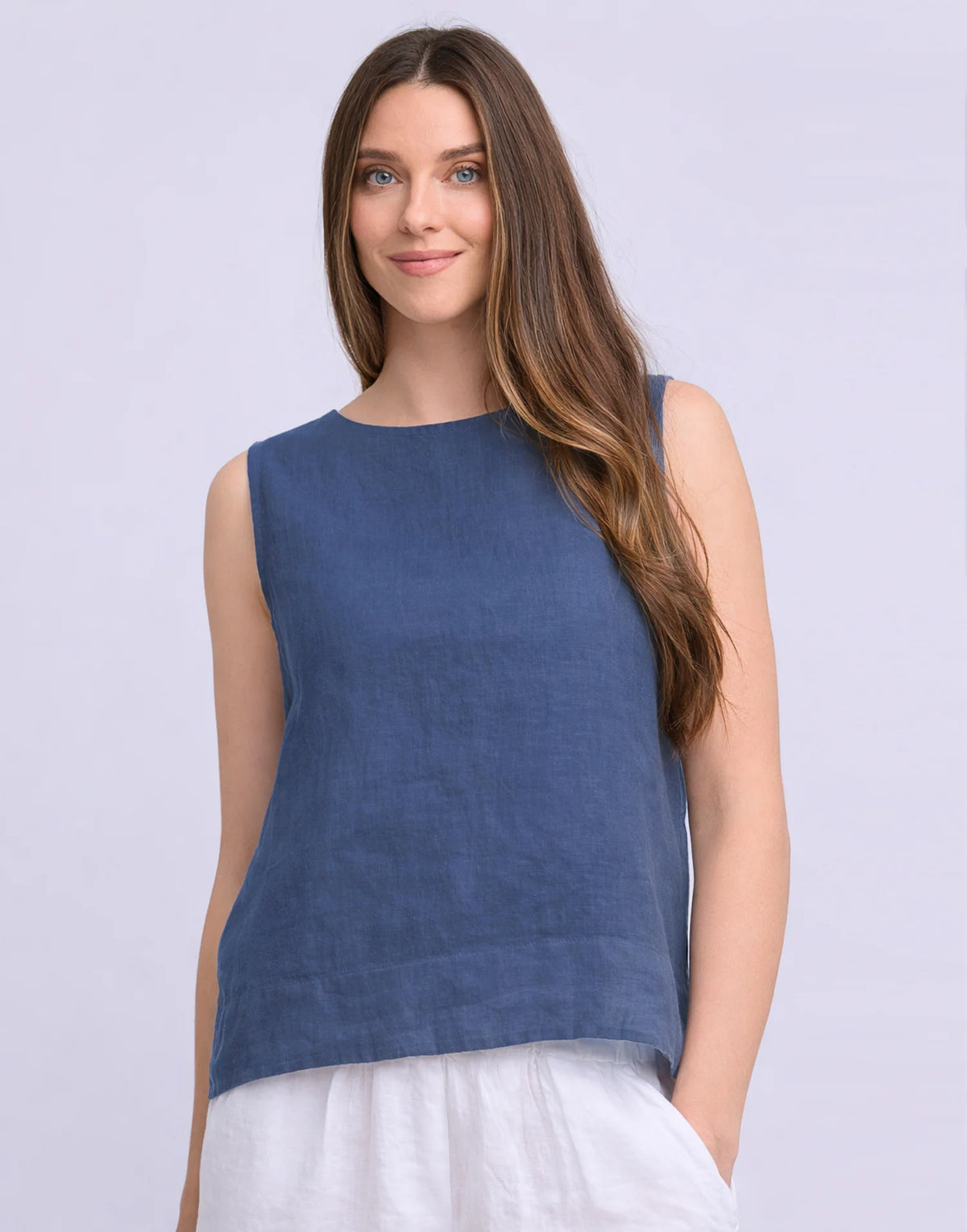 Yoga Jeans Francesca Linen Round Neck Tank Top (three colours)