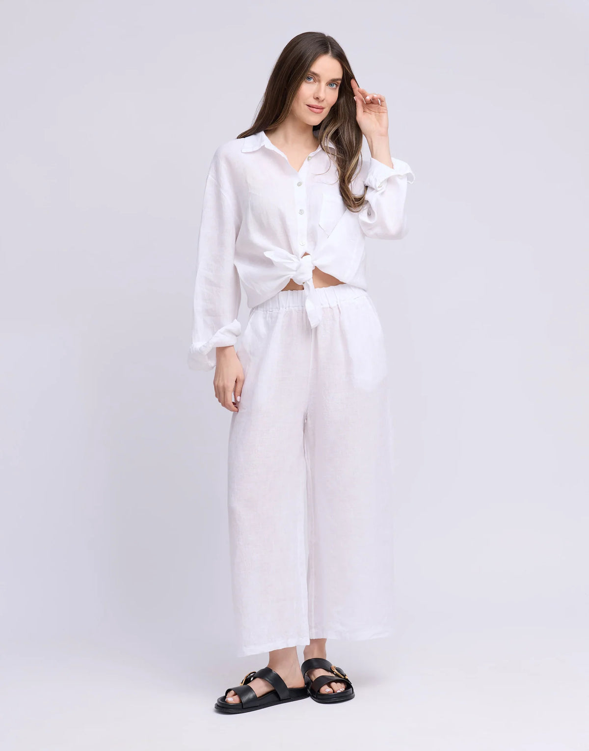 Yoga Jeans Cropped Wide Leg Linen Trousers (five colours)