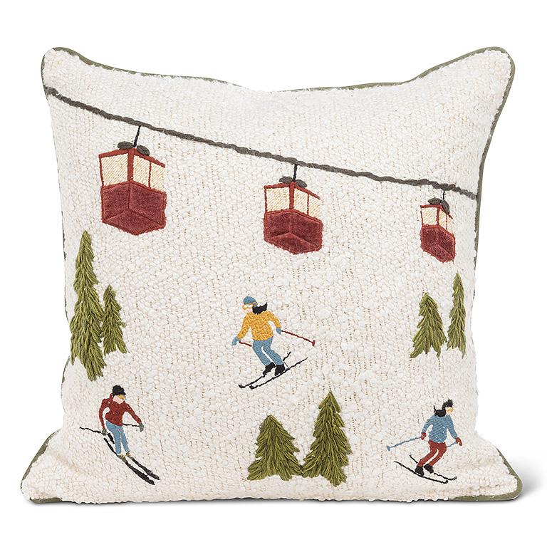 Abbott Chalet Series: Ski Scene Square Boucle Pillow