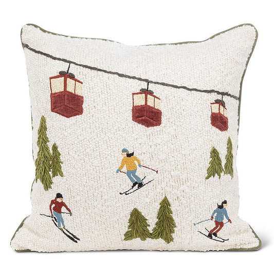 Abbott Chalet Series: Ski Scene Square Boucle Pillow