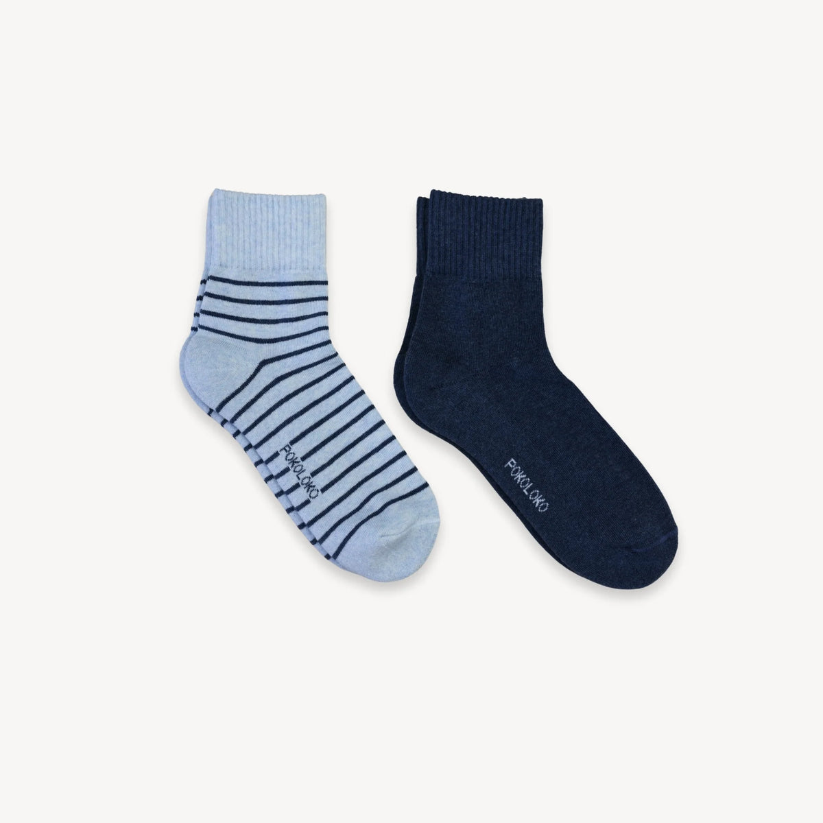 Pokoloko Striped-Solid Pima Socks (Pack Of Two)