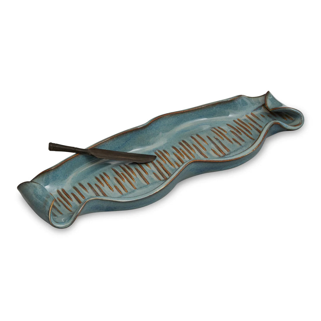 Hilborn Pottery Baguette Tray With Rosewood Knife