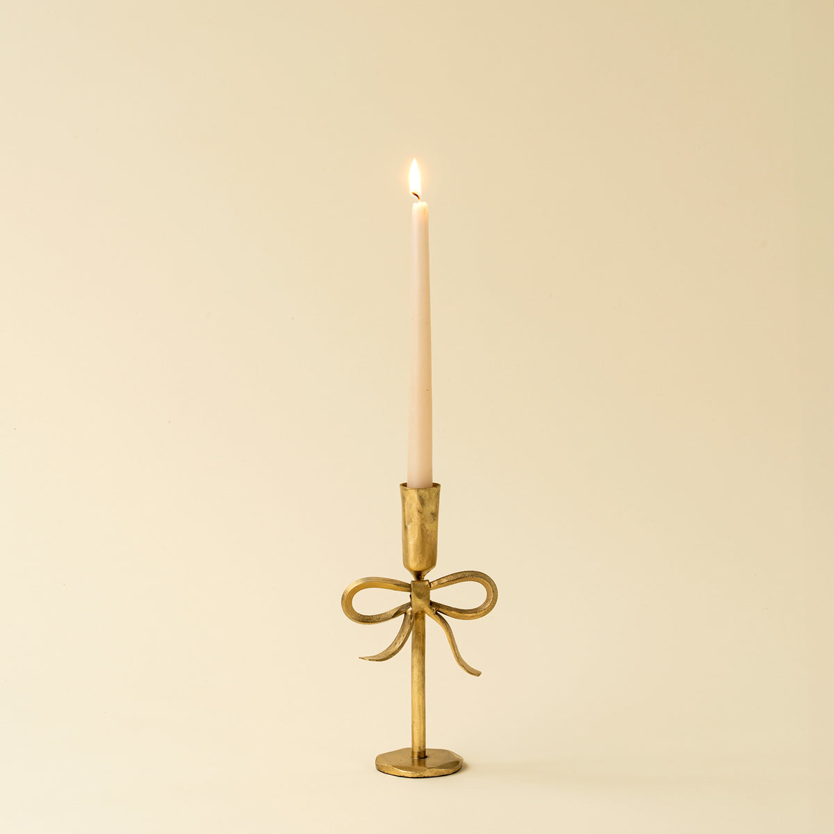 Indaba Small Bow Forged Candlestick Gold