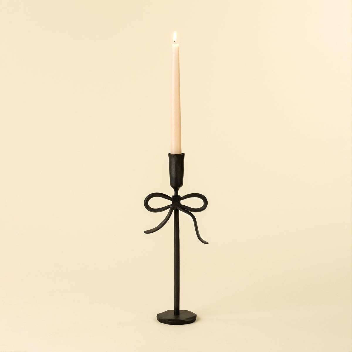 Indaba Large Bow Black Forged Candlestick