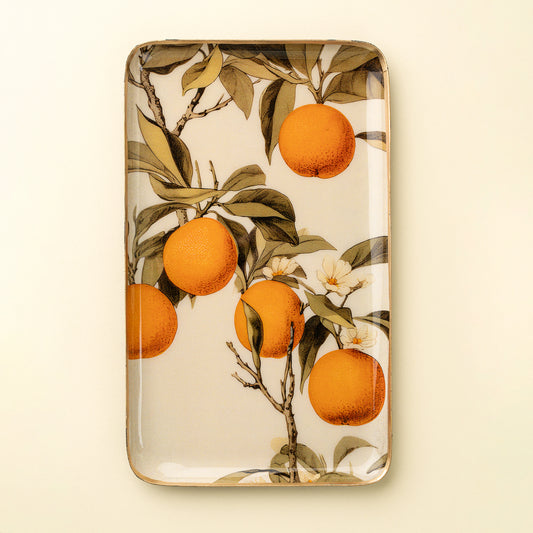 Indaba Large Orange Grove Decorative Enamelled Tray