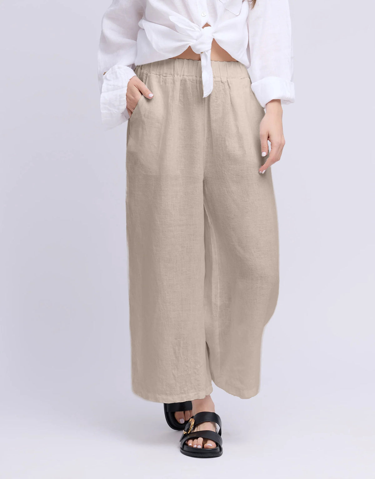 Yoga Jeans Cropped Wide Leg Linen Trousers (five colours)