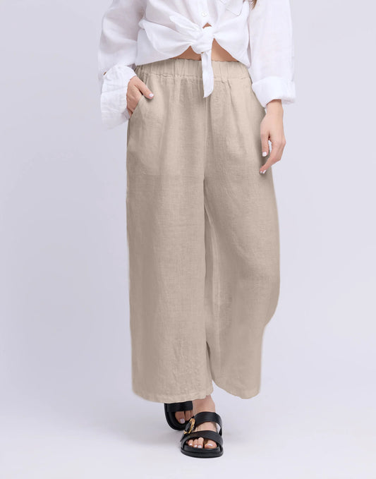 Yoga Jeans Cropped Wide Leg Linen Trousers (five colours)