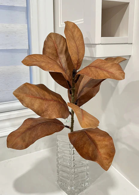 Faux: 22" Brown Magnolia Leaf Spray
