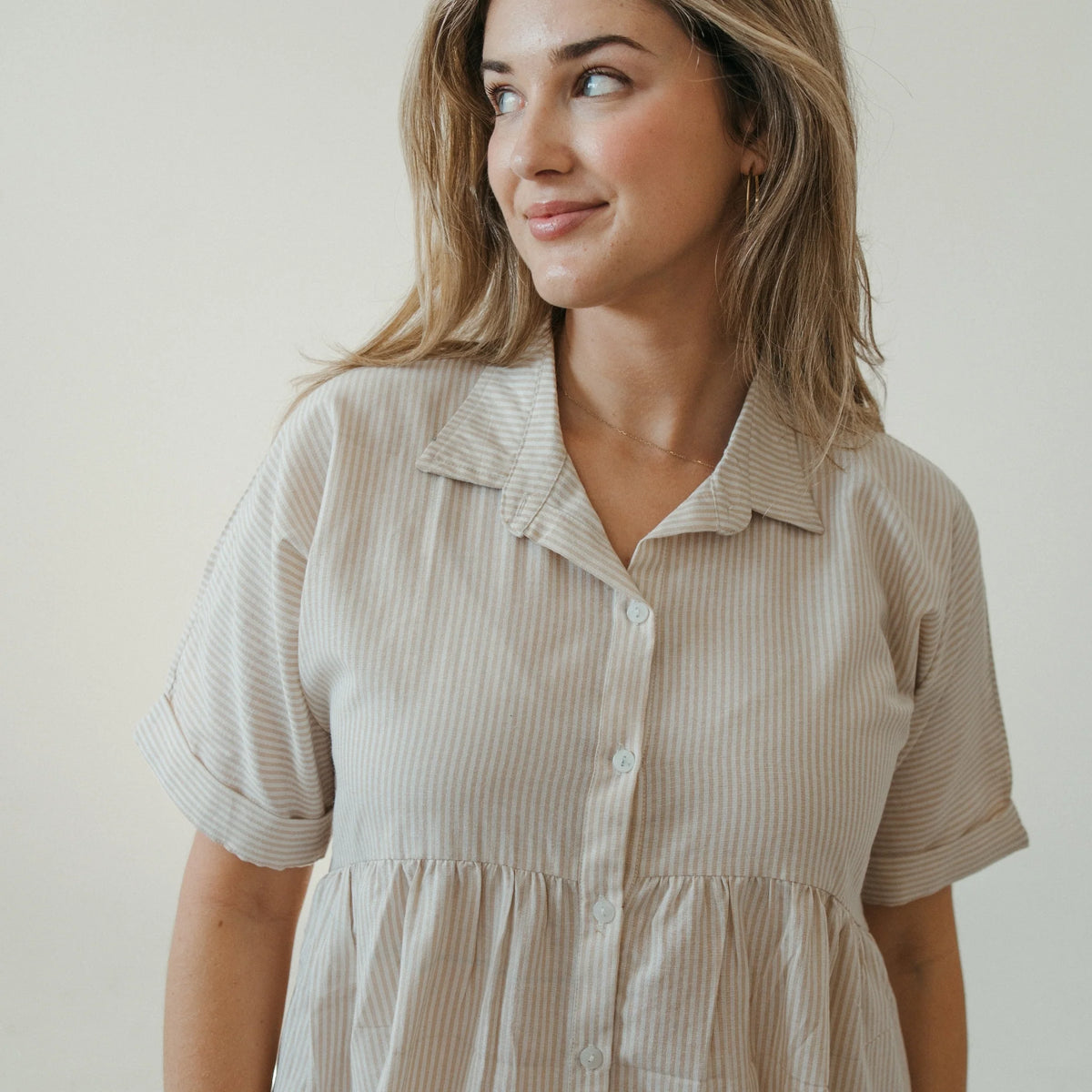 Pokoloko Collared Button Shirt Dress (three colours)