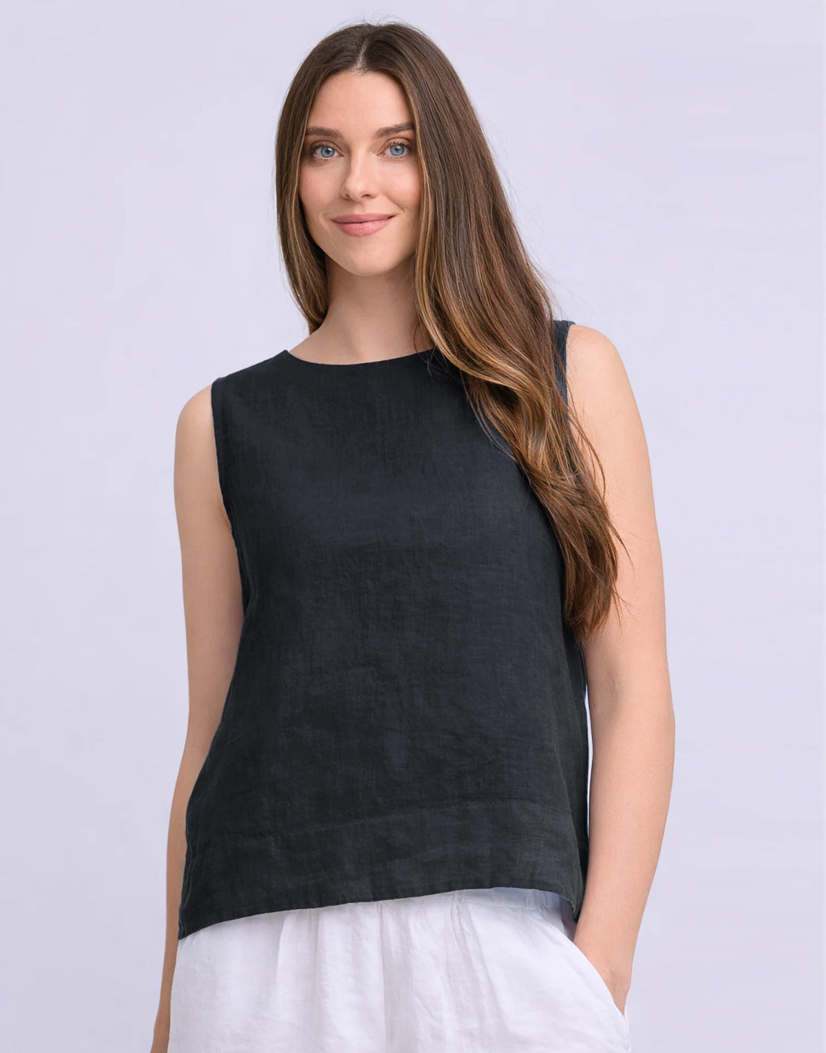 Yoga Jeans Francesca Linen Round Neck Tank Top (three colours)