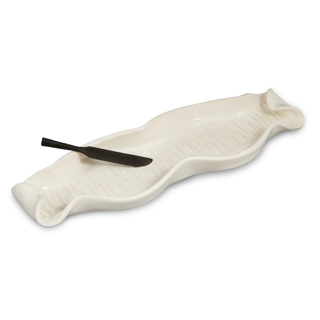 Hilborn Pottery Baguette Tray With Rosewood Knife