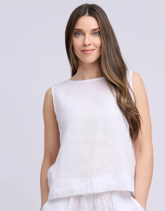 Yoga Jeans Francesca Linen Round Neck Tank Top (three colours)