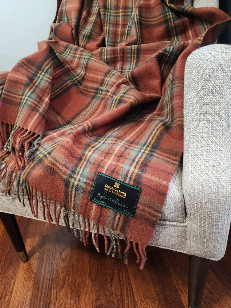 Patrick King Woollen Company Merino Wool Tartan Blanket (two sizes, several colours)