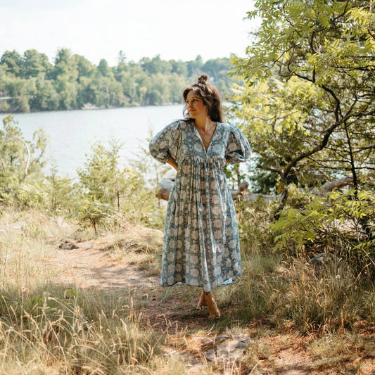 Pokoloko Mira Midi Dress - Blue Jodhpur
