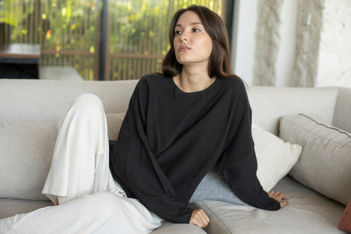 Echo Verde Sara Easy Rib Crew Sweater