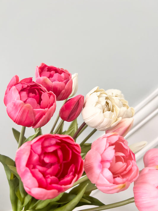Faux: 18” Real Touch Peony Tulip Bundle (two colours)