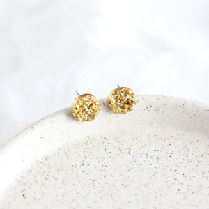 Open image in slideshow, Faux Druzy Earrings (gold + silver)
