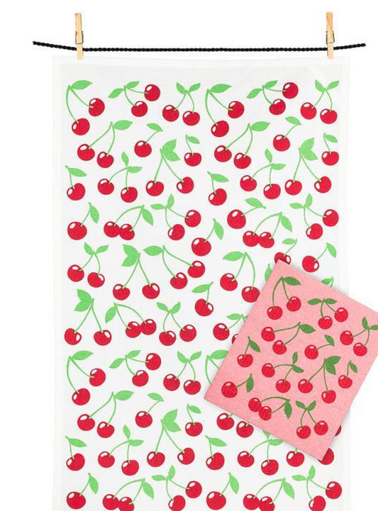 Abbott Cherries Dishcloth & Kitchen Towel Set