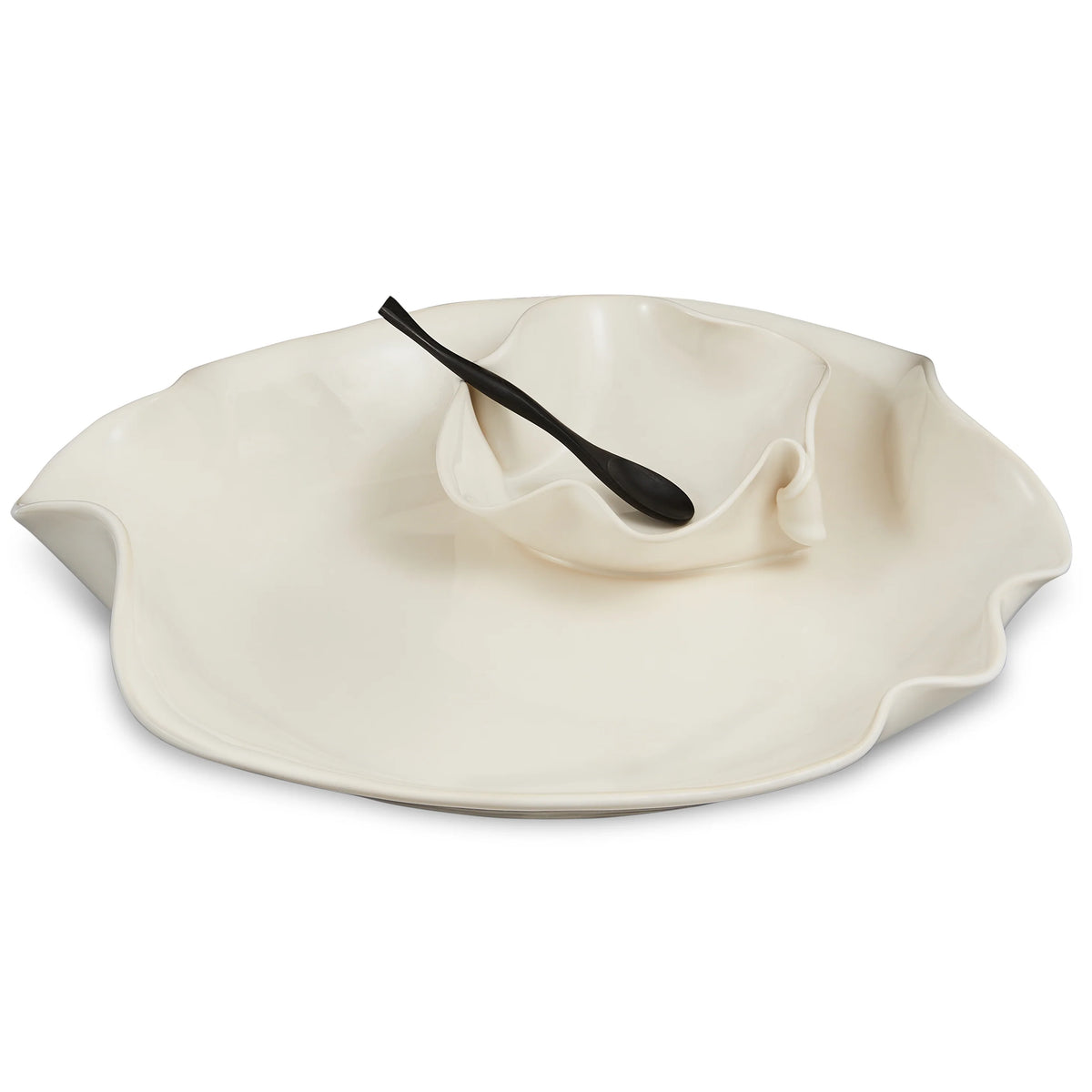 Hilborn Pottery Large Dip Set With Rosewood Spoon