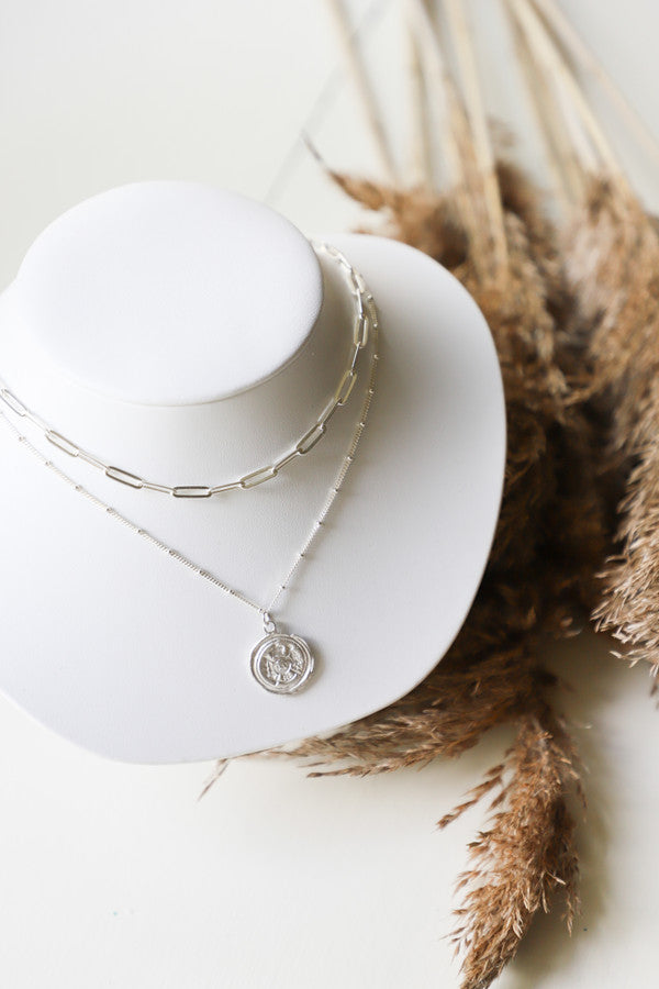 Danielle O'Connor Jewellery Coin Impression Necklace (silver + gold plated)